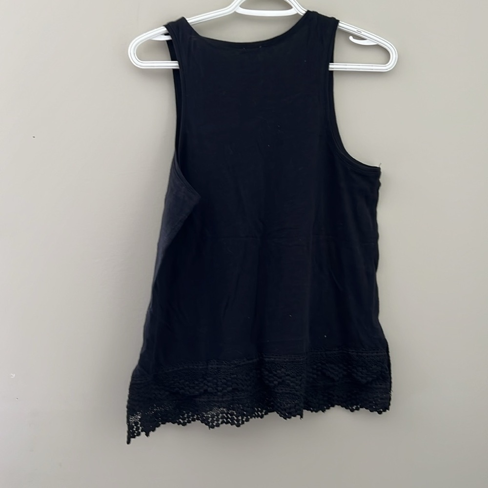 Kismet Black Crochet Hem Sleeveless Tank Top Women’s Small - Picture 2 of 6